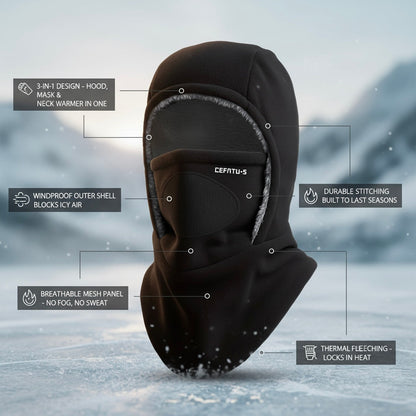 Diseño original: gorro, mascarilla y calentador de cuello de invierno 3 en 1 a prueba de viento