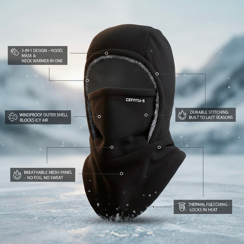 Diseño original: gorro, mascarilla y calentador de cuello de invierno 3 en 1 a prueba de viento